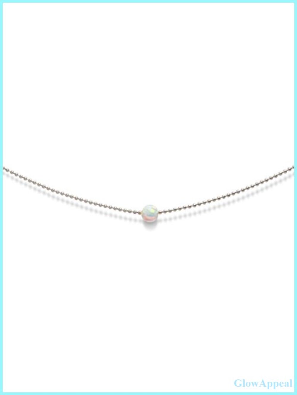 Dainty Opal Choker Necklace 14k White Gold Ball Chain Layering